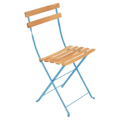 Pre-owned Fermob - Bistro Natural Folding Chair - Maya Blue - Set Of 2 Chairs
