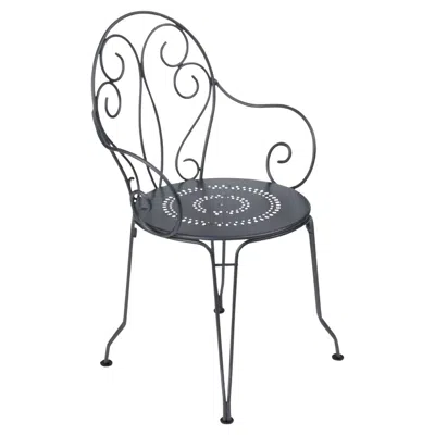 Pre-owned Fermob Chair With Arms  - Montmartre Armchair - Anthracite In Gray