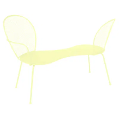 Pre-owned Fermob Conversation Bench  Lorette Design Frédéric Sofia - Frosted Lemon In White