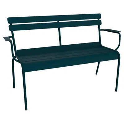 Pre-owned Fermob - Luxembourg 2-seater Garden Bench With Armrests - Acapulco Blue