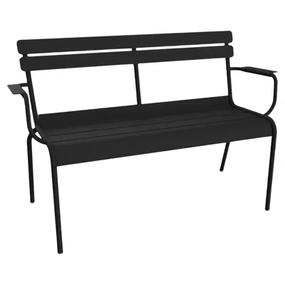 Pre-owned Fermob - Luxembourg 2-seater Garden Bench With Armrests - Anthracite In Black