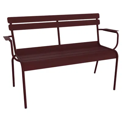 Pre-owned Fermob - Luxembourg 2-seater Garden Bench With Armrests - Black Cherry