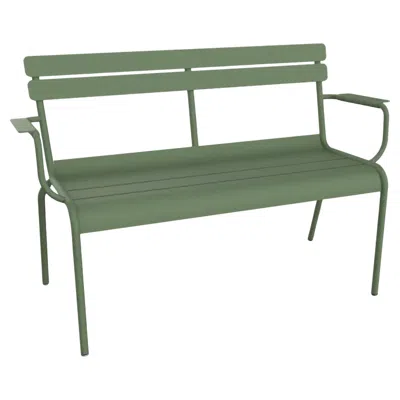 Pre-owned Fermob - Luxembourg 2-seater Garden Bench With Armrests - Cactus In Gray