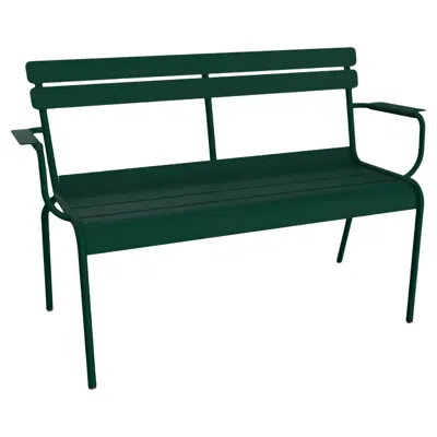 Pre-owned Fermob - Luxembourg 2-seater Garden Bench With Armrests - Cedar Green