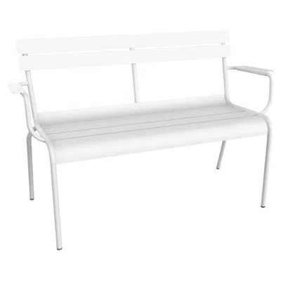 Pre-owned Fermob - Luxembourg 2-seater Garden Bench With Armrests - Cotton White