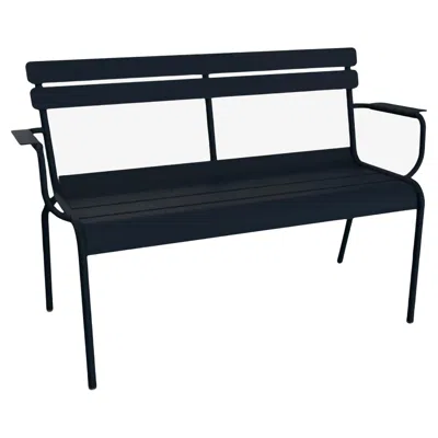 Pre-owned Fermob - Luxembourg 2-seater Garden Bench With Armrests - Deep Blue
