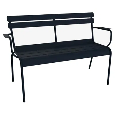 Pre-owned Fermob - Luxembourg 2-seater Garden Bench With Armrests - Deep Blue