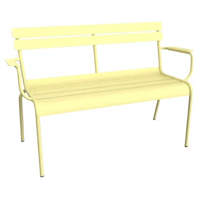 Pre-owned Fermob - Luxembourg 2-seater Garden Bench With Armrests - Frosted Lemon In Yellow