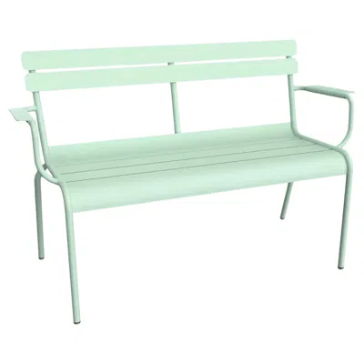 Pre-owned Fermob - Luxembourg 2-seater Garden Bench With Armrests - Ice Mint In Blue