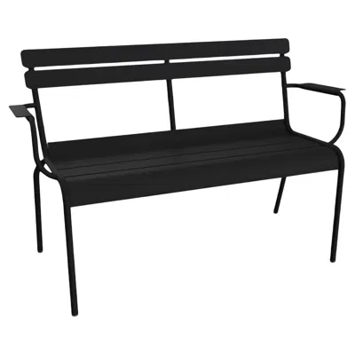 Pre-owned Fermob - Luxembourg 2-seater Garden Bench With Armrests - Liquorice In Black