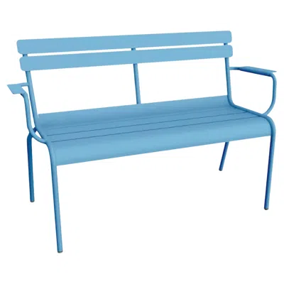 Pre-owned Fermob - Luxembourg 2-seater Garden Bench With Armrests - Maya Blue