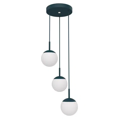 Pre-owned Fermob - Mooon! Triple Pendant Light Ø15 Cm (5.9 In) - Acapulco Blue