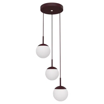 Pre-owned Fermob - Mooon! Triple Pendant Light Ø15 Cm (5.9 In) - Black Cherry