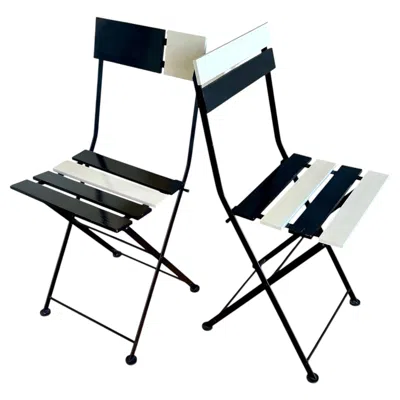 Pre-owned Fermob Postmodern Pair Of Side Chairs By Denis Balland For  France In Lacquer In Brown