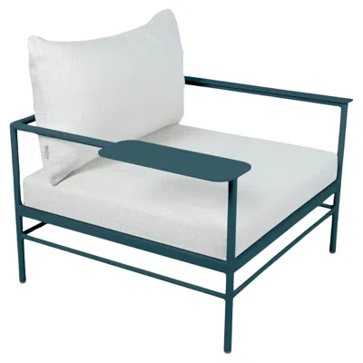 Pre-owned Fermob - Rivage Low Armchair - Acapulco Blue - Pearl Cushions