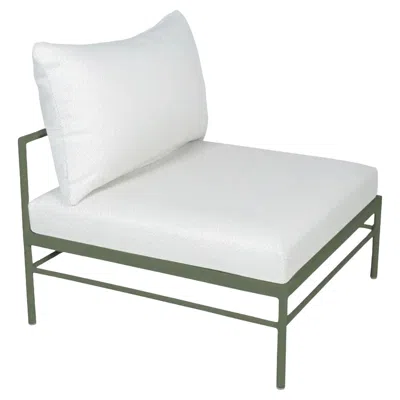 Pre-owned Fermob - Rivage Low Chair Without Armrests - Cactus - Pearl Cushions In Gray