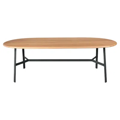 Pre-owned Fermob - So'o Oval Oak Table 220 × 95 Cm - W 86.6 × D 37.4 Inch - Anthracite In Brown