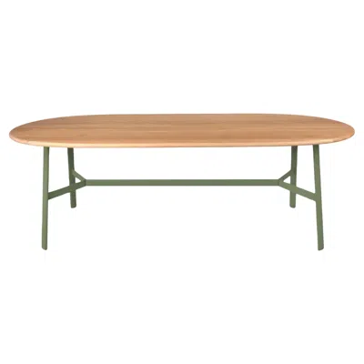 Pre-owned Fermob - So'o Oval Oak Table 220 × 95 Cm - W 86.6 × D 37.4 Inch - Cactus In Brown