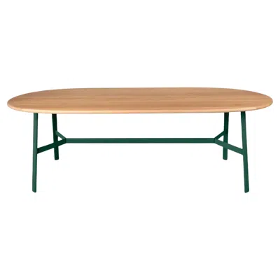 Pre-owned Fermob - So'o Oval Oak Table 220 × 95 Cm - W 86.6 × D 37.4 Inch - Cedar Green