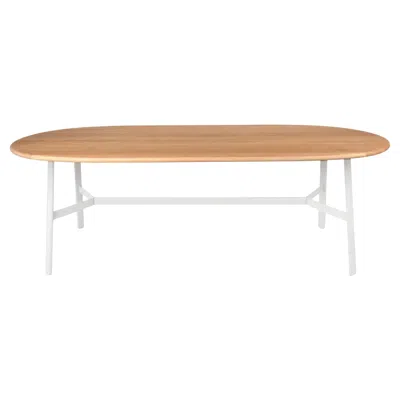 Pre-owned Fermob - So'o Oval Oak Table 220 × 95 Cm - W 86.6 × D 37.4 Inch - Cotton White