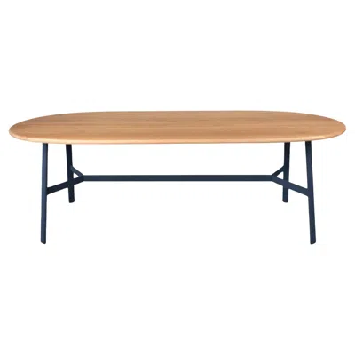 Pre-owned Fermob - So'o Oval Oak Table 220 × 95 Cm - W 86.6 × D 37.4 Inch - Deep Blue
