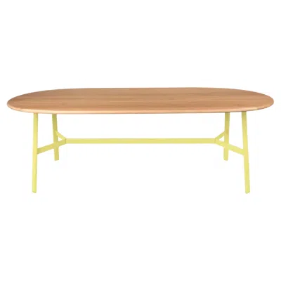 Pre-owned Fermob - So'o Oval Oak Table 220 × 95 Cm - W 86.6 × D 37.4 Inch - Frosted Lemon In Brown