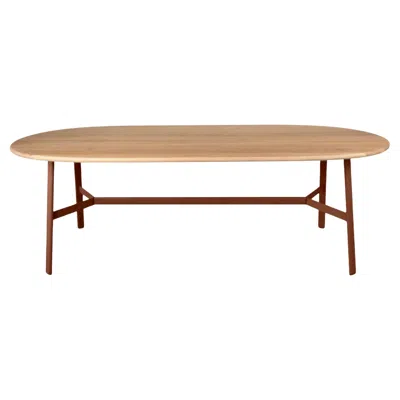 Pre-owned Fermob - So'o Oval Oak Table 220 × 95 Cm - W 86.6 × D 37.4 Inch - Red Ochre