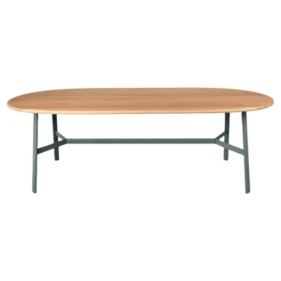 Pre-owned Fermob - So'o Oval Oak Table 220 × 95 Cm - W 86.6 × D 37.4 Inch - Storm Grey In Gray