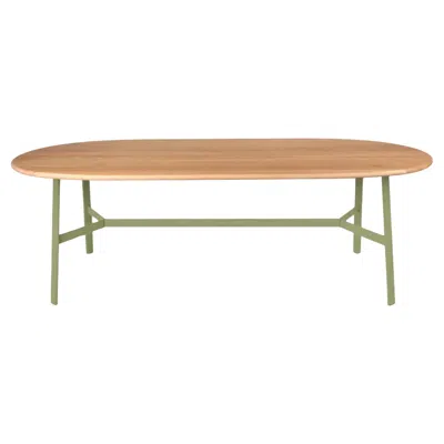 Pre-owned Fermob - So'o Oval Oak Table 220 × 95 Cm - W 86.6 × D 37.4 Inch - Willow Green