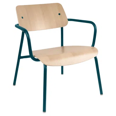 Pre-owned Fermob - Studie Oak Lounge Armchair - Acapulco Blue