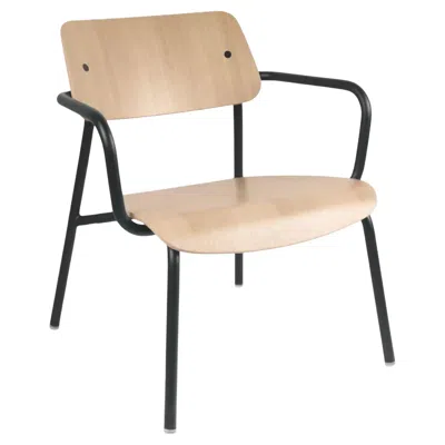 Pre-owned Fermob - Studie Oak Lounge Armchair - Anthracite In Brown