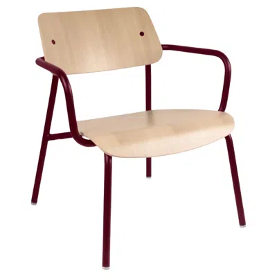 Pre-owned Fermob - Studie Oak Lounge Armchair - Black Cherry