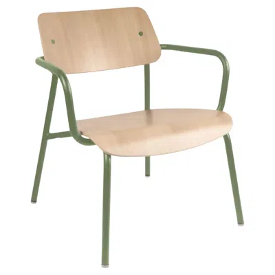 Pre-owned Fermob - Studie Oak Lounge Armchair - Cactus In Brown