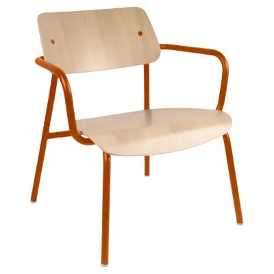 Pre-owned Fermob - Studie Oak Lounge Armchair - Candied Orange