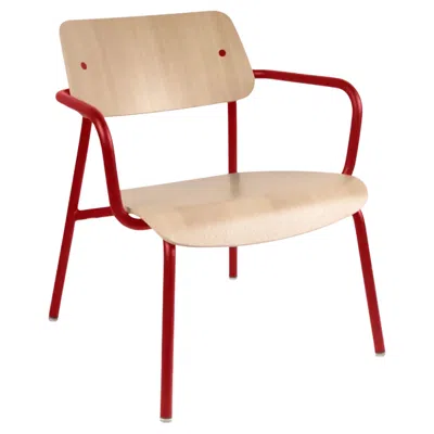 Pre-owned Fermob - Studie Oak Lounge Armchair - Chili In Brown