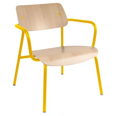 Pre-owned Fermob - Studie Oak Lounge Armchair - Honey In Brown