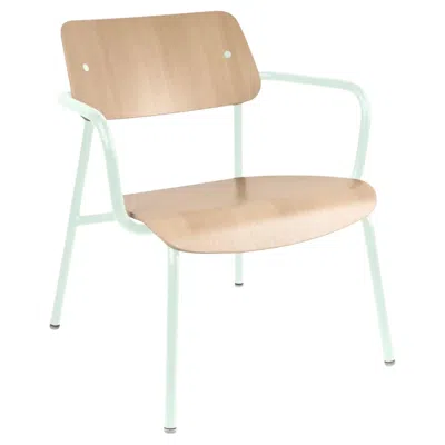Pre-owned Fermob - Studie Oak Lounge Armchair - Ice Mint In Brown