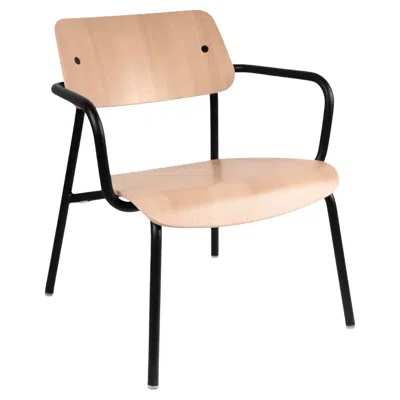 Pre-owned Fermob - Studie Oak Lounge Armchair - Liquorice In Brown