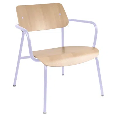 Pre-owned Fermob - Studie Oak Lounge Armchair - Marshmallow In Brown