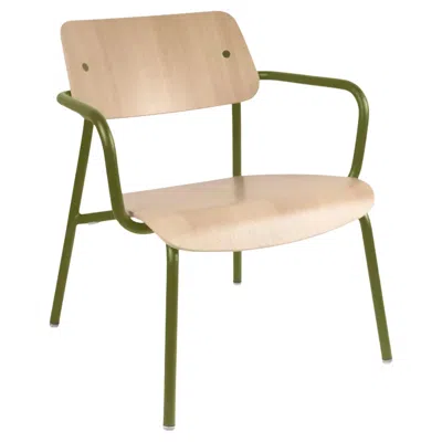 Pre-owned Fermob - Studie Oak Lounge Armchair - Pesto In Brown
