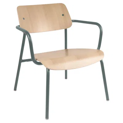 Pre-owned Fermob - Studie Oak Lounge Armchair - Storm Grey In Gray
