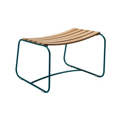Fermob Surprising Outdoor Teak Ottoman In Acapulco Blue