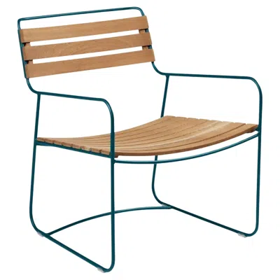 Pre-owned Fermob - Surprising Teak Low Armchair - Acapulco Blue