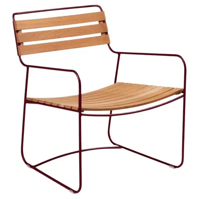 Pre-owned Fermob - Surprising Teak Low Armchair - Black Cherry