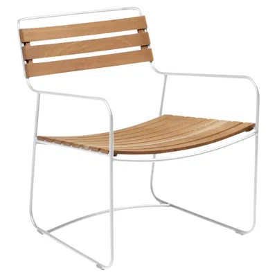 Pre-owned Fermob - Surprising Teak Low Armchair - Cotton White