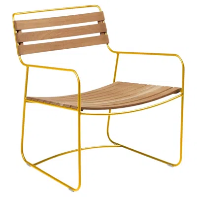 Pre-owned Fermob - Surprising Teak Low Armchair - Honey In Brown