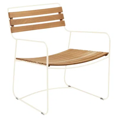 Pre-owned Fermob - Surprising Teak Low Armchair - Latte Beige In Brown