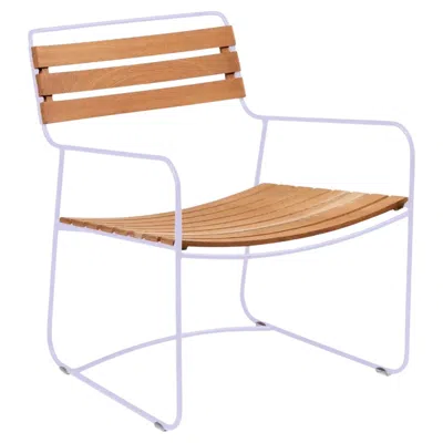 Pre-owned Fermob - Surprising Teak Low Armchair - Marshmallow In Brown