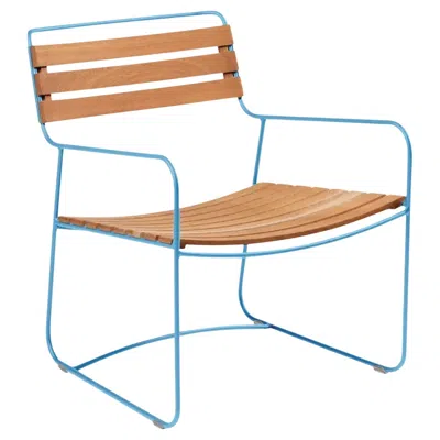 Pre-owned Fermob - Surprising Teak Low Armchair - Maya Blue