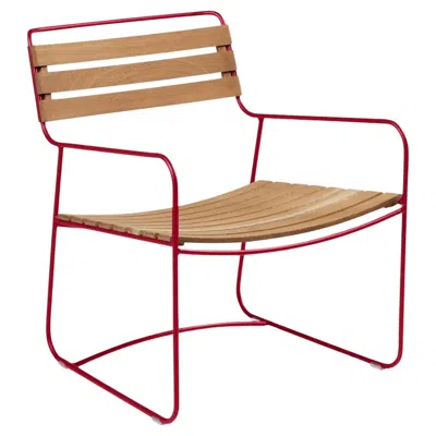 Pre-owned Fermob - Surprising Teak Low Armchair - Red Ochre
